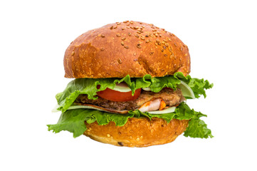 American burger isolated on white