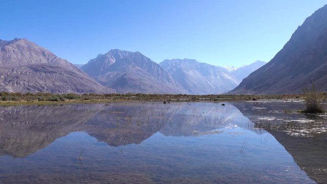 Reflecting pond in Nubra Valley, Ladakh, North India