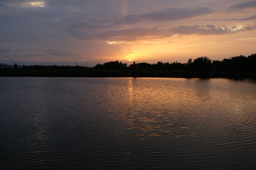 Fototapeta premium lake at the sunset