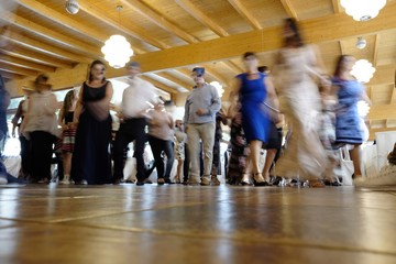 blurred people in group dance