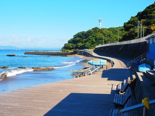 boardwalk on beach,Yokosuka Kanagawa,Japan