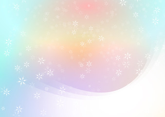 猫型結晶の雪が降るパステルカラーの背景