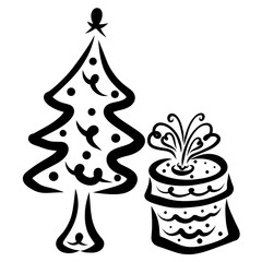 A box with a gift under a Christmas tree