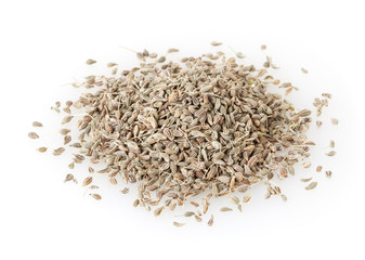 Heap of anise seeds isolated on white background