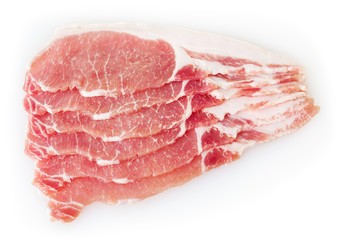 Raw pork meat isolated on white background with clipping path