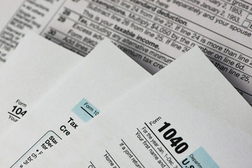 Tax forms close up