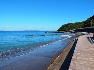 boardwalk on beach,Yokosuka Kanagawa,Japan
