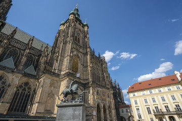 Fototapeta na wymiar St. Vitus Cathedral in Prague Castle complex in Prague, Czech Republic