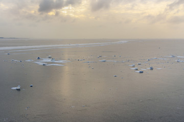 View of frozen Gulf of Finland in wiinter. Saint Petersburg, Russia