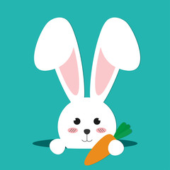 Happy Easter bunny on green background vector