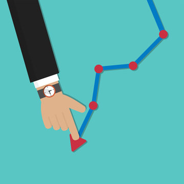 Cost down, decrease graph. Decrease down profit. Declining chart concept vector