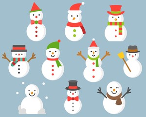 snowman icon for winter and christmas, flat design illustration vector