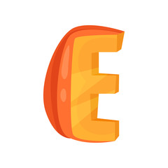 E veggie vegetable English alphabet letter made from pumpkin vector Illustration on a white background