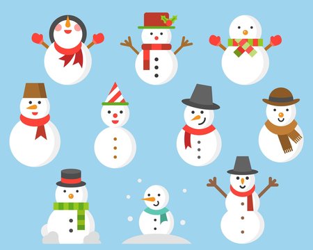 snowman icon for winter and christmas, flat design illustration vector