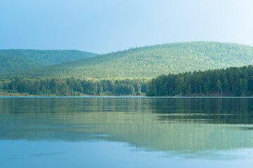 Lake and forest landscape