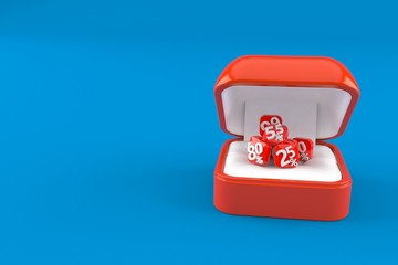 Percent numbers inside engagement ring box