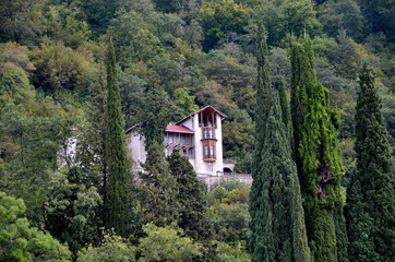 View of the house in the mountains. Gagra, Abkhazia