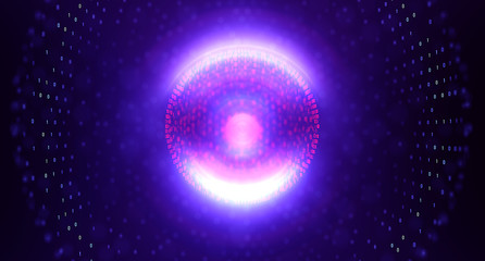 Binary code background/Color  bytes of binary code flying through a vortex, background code depth of field