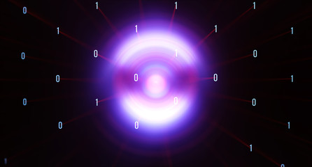 Binary code background/Color  bytes of binary code flying through a vortex, background code depth of field