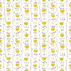 Doodle organic background. Seamless pattern.Vector. お絵かき植物パターン