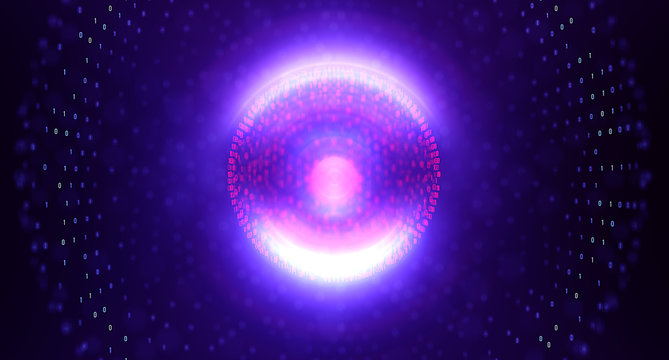 Binary code background/Color  bytes of binary code flying through a vortex, background code depth of field