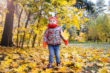 little girl in the autumn park