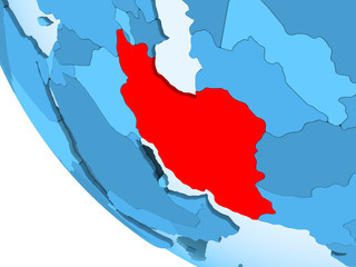 Iran on blue political globe