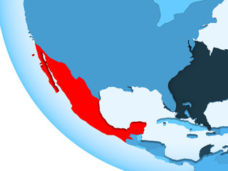 Fototapeta premium Mexico on blue political globe
