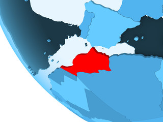 Fototapeta premium Morocco on blue political globe