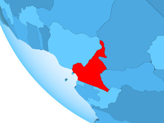 Cameroon on blue political globe