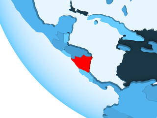 Nicaragua on blue political globe