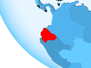 Ecuador on blue political globe