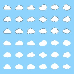 Cloud icon, filled and outline deign editable stroke