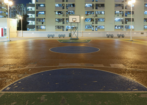 Basketball court in public estate in Hong Kong