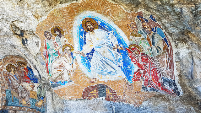 Orthodox mural in a cave