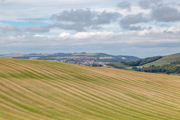Naklejka premium Looking over the South Downs in Sussex, towards the town of Lewes