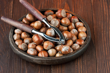 Pile of hazelnuts