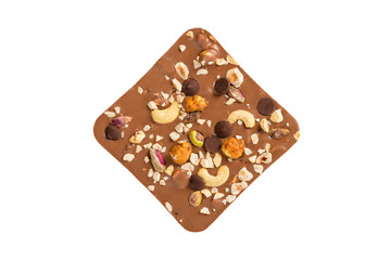 Luxury handmade chocolate with nuts isolated on white