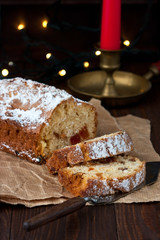 Tasty cake with raisins and walnuts