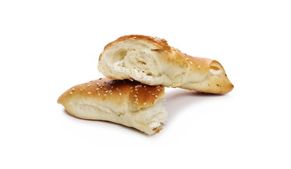 Rolls, pastry with sesame isolated on white background