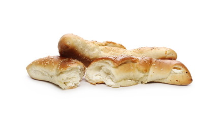 Rolls, pastry with sesame isolated on white background