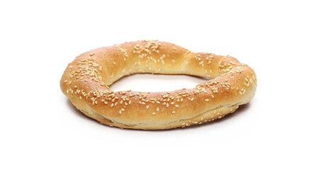 Rolls, pastry with sesame isolated on white background