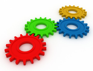 colorful gears. 3d work concept