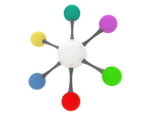 3d connected balls. network concept