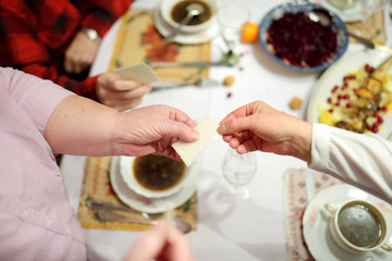Traditional Christmas Eve dinner in Lithuania, held on the twenty fourth of December.
