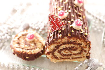 chocolate christmas swiss roll
