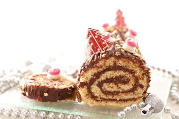 chocolate christmas swiss roll