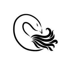 Elegant bird with a long curved neck, similar to the letter C