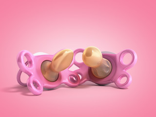 baby anatomical nipple dummy 3D render illustration isolated on pink background