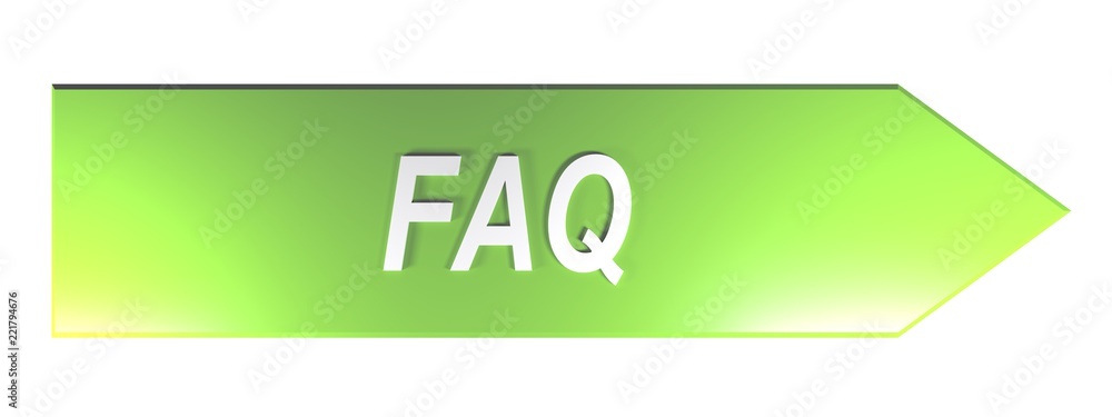 Poster faq on green arrow - 3d rendering